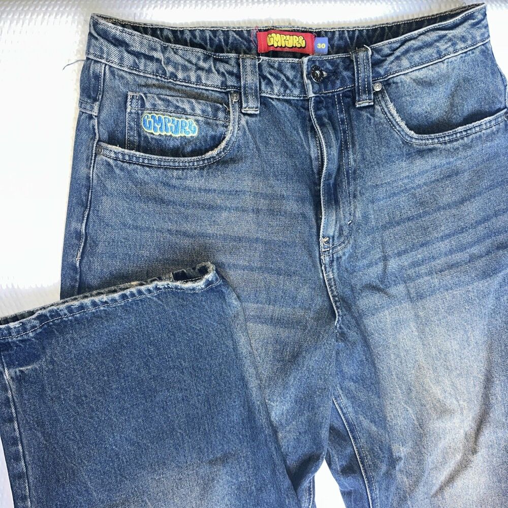 Empyre Relaxed baggy jean blue Distressed denim Mens size 30Wide Leg Y2K